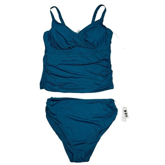 Anne Cole Tankini swimsuit Sz 18 20 Underwire top Bikini Bottoms Classic Beach - Picture 5 of 8